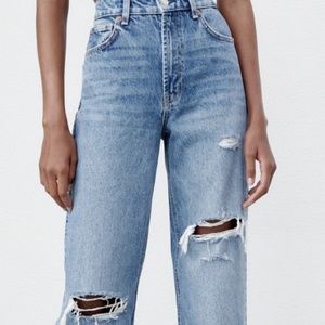 Zara RIPPED WIDE LEG JEANS